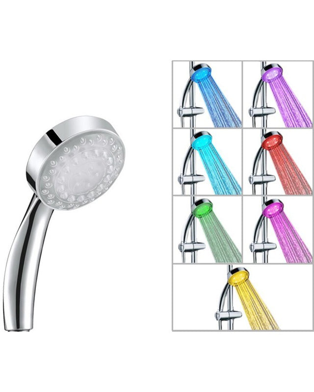 LED Shower Head Silver Changing Multicolour Light Round Beliani