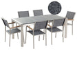 Garden Dining Set Grey with Grey Granite Table Top 6 Seats 180 x 90 cm Triple Plate Beliani