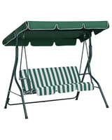 Patio Garden Swing Green Striped Mesh Steel Frame 3 Seater with Canopy Beliani