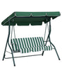 Patio Garden Swing Green Striped Mesh Steel Frame 3 Seater with Canopy Beliani