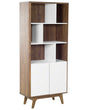 Bookcase Dark Wood with White 182 x 79 x 40 cm 4-Tier Scandinavian Beliani