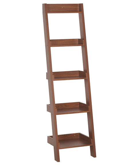 4-Tier Ladder Bookcase Dark Wood Book Shelf Display Beliani