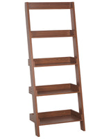 5-Tier Ladder Bookcase Dark Wood Book Shelf Display Beliani