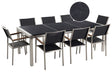 Garden Dining Set Black with Black Granite Table Top 8 Seats 220 x 100 cm Triple Plate Beliani