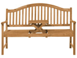 Garden Bench Light Acacia Wood Outdoor 3 Seater with Tea Table Beliani