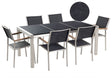 Garden Dining Set Black with Black Granite Table Top 6 Seats 180 x 90 cm Triple Plate Beliani