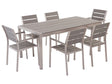 Garden Dining Set Grey Rectangular Table Chairs Outdoor 6 Seater Plastic Wood Top Aluminium Frame Beliani