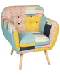Armchair Multicolour Fabric Patchwork Upholstery Buttoned Retro Club Chair Retro Style Beliani