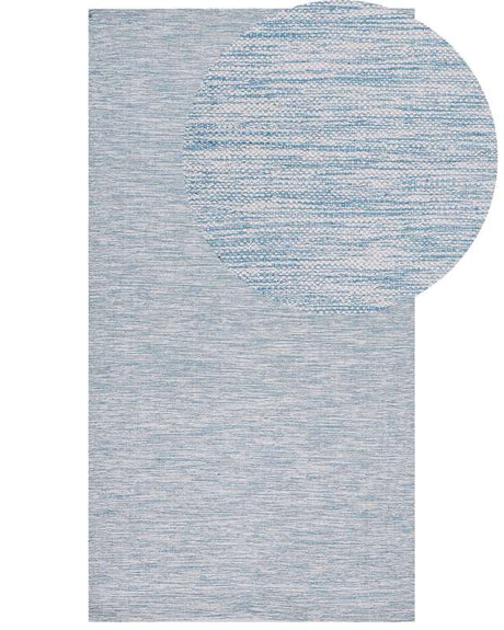 Rug Blue Cotton 80 x 150 cm Rectangular Hand Woven Modern Minimalistic Beliani