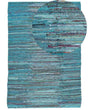 Area Rag Rug Blue Turquoise Stripes Cotton 160 x 230 cm Rectangular Hand Woven Beliani