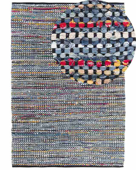 Area Rag Rug Blue Cotton 160 x 230 cm Rectangular Hand Woven Beliani