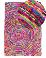 Area Rug Multicolour with Cotton 140 x 200 cm Rectangular Abstract Pattern Hand Woven Boho Beliani