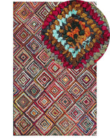 Rag Rug Multicolour Cotton 140 x 200 cm Braided Bohemian Hand Made Rug Beliani