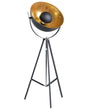 Floor Lamp Black with Gold Metal 165 cm Tripod Base Adjustable Open Shade Industrial Design Beliani