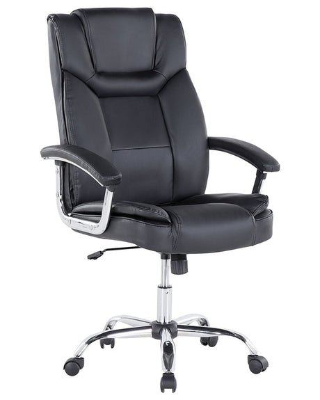 Office Executive Chair Black Faux Leather Swivel Adjustable Seat Height Castors Beliani