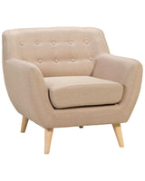 Armchair Chair Beige Tufted Back Light Wood Legs Thickly Padded Living Room Nursery Beliani