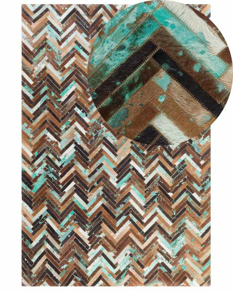 Rug Multicolour Leather 140 x 200 cm Cowhide Hand Crafted Beliani