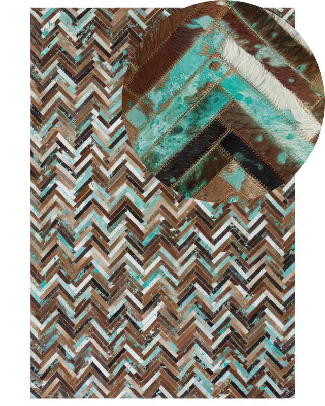 Rug Multicolour Leather 160 x 230 cm Cowhide Hand Crafted Beliani