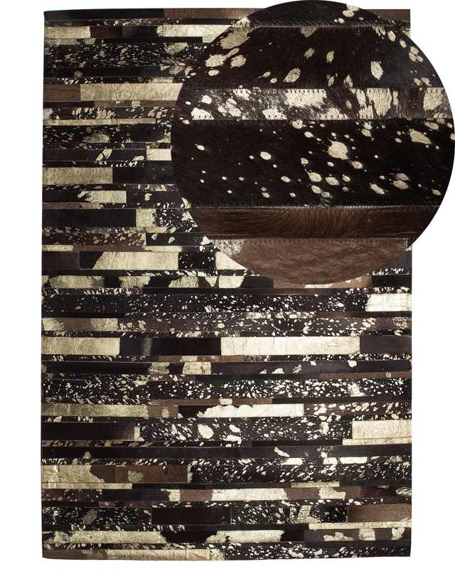 Rug Brown Genuine Leather 160 x 230 cm Cowhide Hand Crafted Beliani