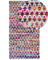 Area Rug Multicolour Polyester Cotton 80 x 150 cm Geometric Pattern Rectangular Hand Woven Boho Beliani