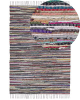 Area Rug Light Multicolour Cotton Polyester 160 x 230 cm Striped with Fringe Rectangular Handmade Boho Eclectic Beliani