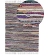 Area Rug Light Multicolour Cotton Polyester 160 x 230 cm Striped with Fringe Rectangular Handmade Boho Eclectic Beliani