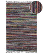 Area Rug Dark Multicolour Cotton Polyester 140 x 200 cm Striped with Fringe Rectangular Handmade Boho Eclectic Beliani