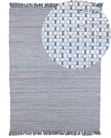 Rag Rug Grey Cotton 160 x 230 cm with Fringe Rectangular Handmade Boho Eclectic Beliani