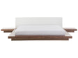 Japan Bed Frame Brown Ash Wood EU Super King Size 6ft Wood Veneer MDF Faux Leather Headboard Low Profile Bedroom Beliani