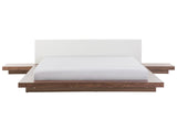 Japan Bed Frame Brown Ash Wood EU Super King Size 6ft Wood Veneer MDF Faux Leather Headboard Low Profile Bedroom Beliani