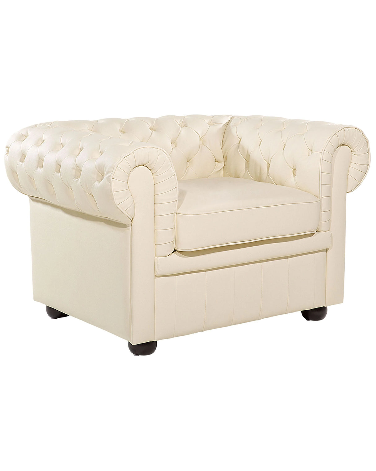 Chesterfield Armchair Light Beige Genuine Leather Contemporary Beliani