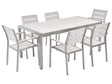 Garden Dining Set White Rectangular Table Chairs Outdoor 6 Seater Plastic Wood Top Aluminium Frame Beliani