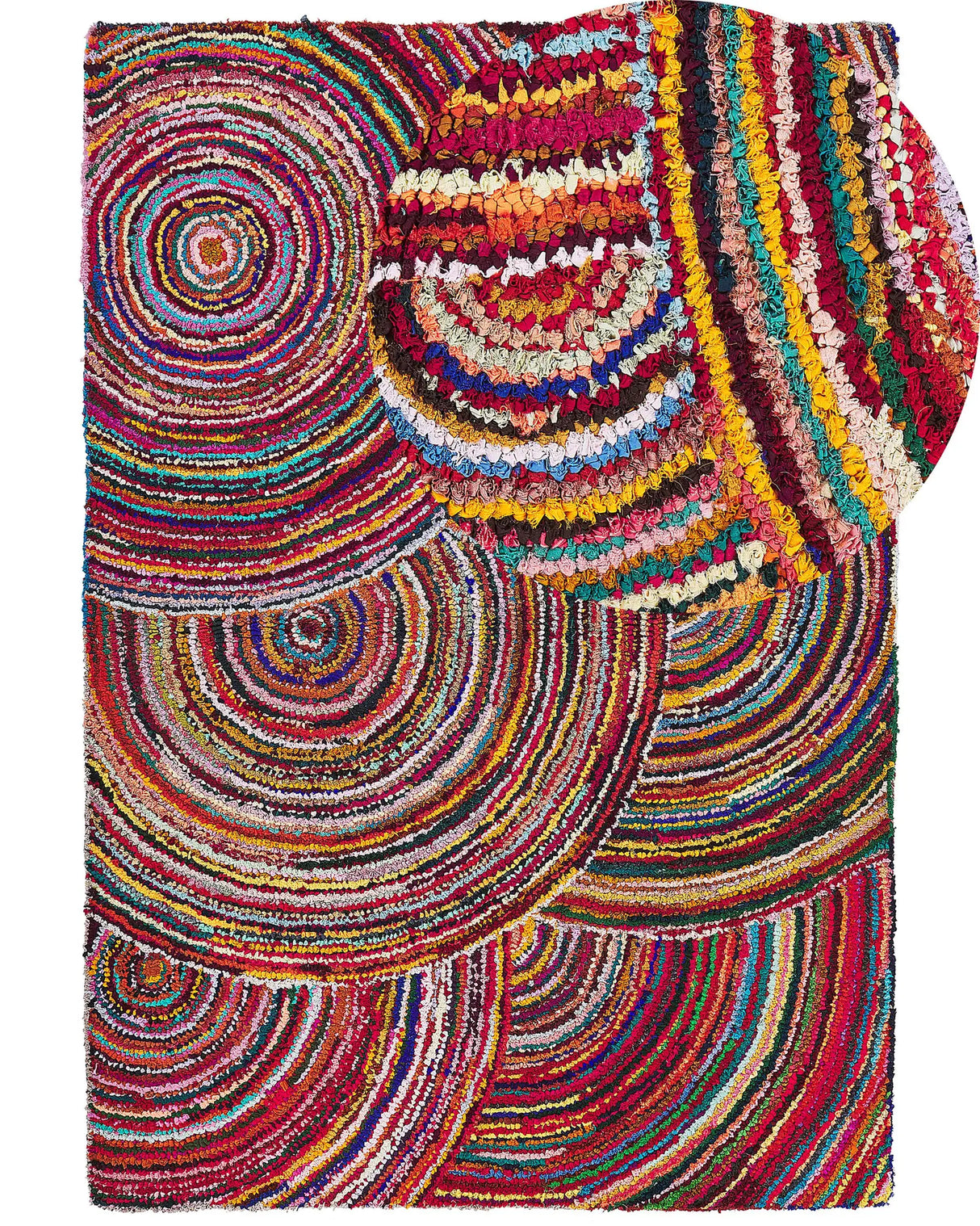 Rag Rug Multicolour Cotton 160 x 230 cm Braided Bohemian Abstract Hand Made Rug Beliani