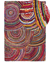 Rag Rug Multicolour Cotton 160 x 230 cm Braided Bohemian Abstract Hand Made Rug Beliani