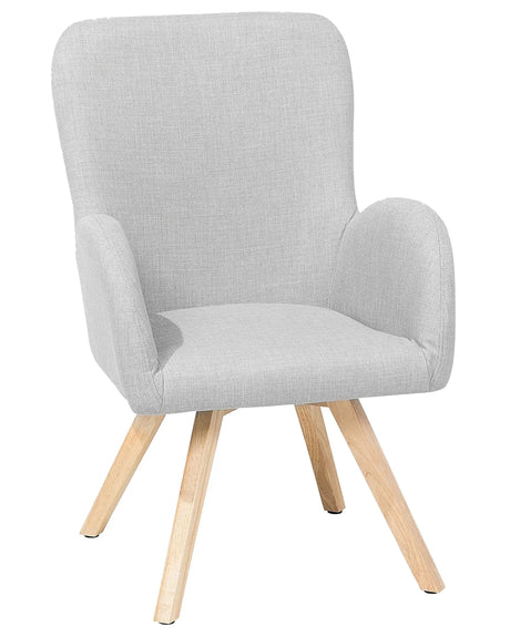 Lounge Chair Grey Fabric Upholstery Modern Club Chair with Armrests Wooden Legs Beliani