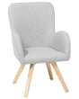 Lounge Chair Grey Fabric Upholstery Modern Club Chair with Armrests Wooden Legs Beliani