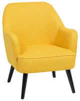 Armchair Yellow Club Chair Retro Style Wooden Legs Beliani