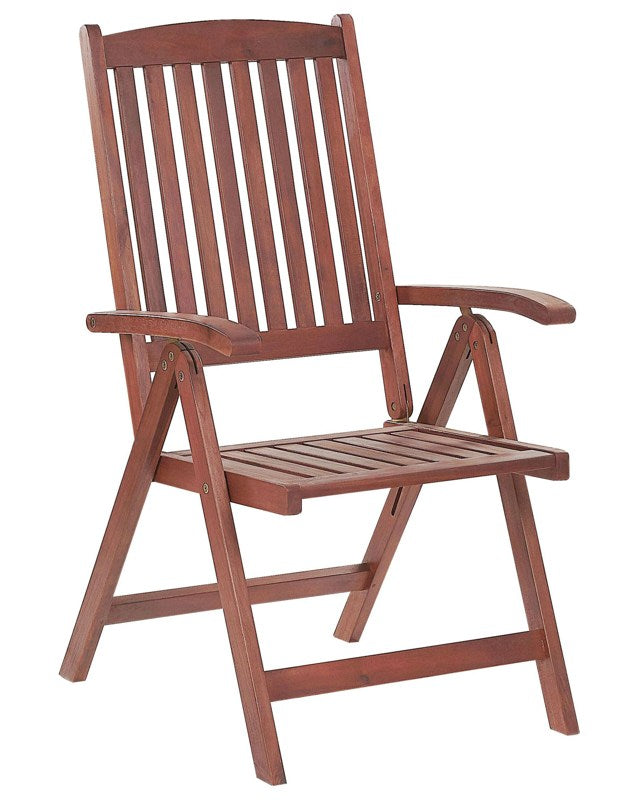 Garden Chair Acacia Wood Adjustable Foldable Outdoor Country Rustic Style Beliani