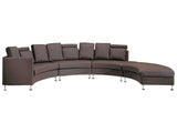Curved Sofa Brown Faux Leather Modular 7-Seater Adjustable Headrests Modern Beliani