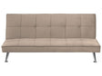 Fabric Sofa Bed Beige 3-Seater Quilted Upholstery Click-Clack Guest Bed Armless Beliani