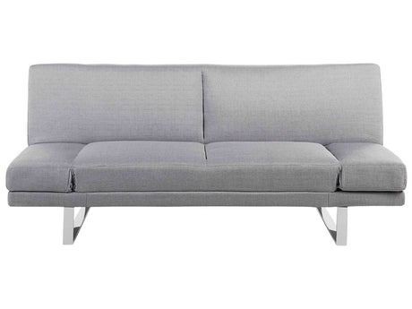 Sofa Bed Grey Fabric Upholstery 3 Seater Click Clack Mechanism Adjustable Armrests Beliani