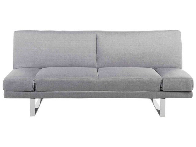 Sofa Bed Grey Fabric Upholstery 3 Seater Click Clack Mechanism Adjustable Armrests Beliani