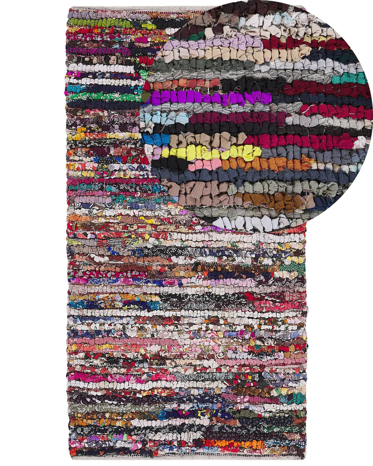 Rag Rug Multicolour with Cotton 80 x 150 cm Rectangular Hand Woven Oriental Boho Beliani