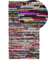 Rag Rug Multicolour with Cotton 80 x 150 cm Rectangular Hand Woven Oriental Boho Beliani