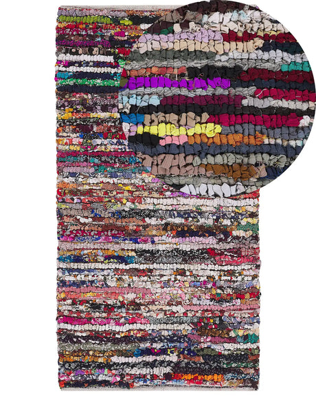 Rag Rug Multicolour with Cotton 80 x 150 cm Rectangular Hand Woven Oriental Boho Beliani