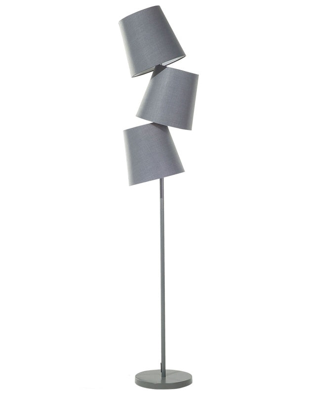 Floor Lamp Grey Metal 164 cm Triple Polyester Classic Shade Modern Design Beliani