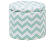 Footstool Green and White Round Storage Stool Chevron Pattern Beliani