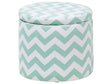 Footstool Green and White Round Storage Stool Chevron Pattern Beliani