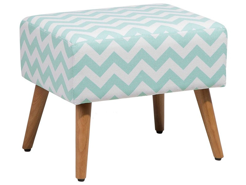 Footstool Mint Green Cotton Seat Wooden Legs Oriental Pattern Scandinavian Style Beliani