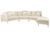 Curved Sofa Beige Upholstery Modular 7-Seater Adjustable Headrests Modern Beliani